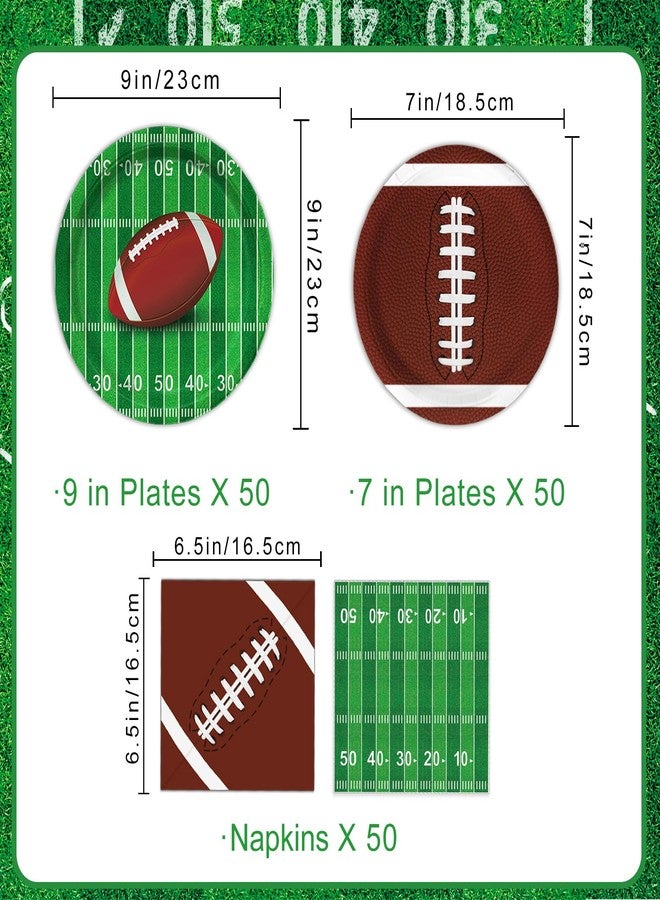 Oigco Football Party Supplies Kit, Serves 50 Football Party Decorations Includes Dinner Plates, Dessert Plates, Napkins Perfect for Football Birthday Game Day Tailgate Decorations - Image 2